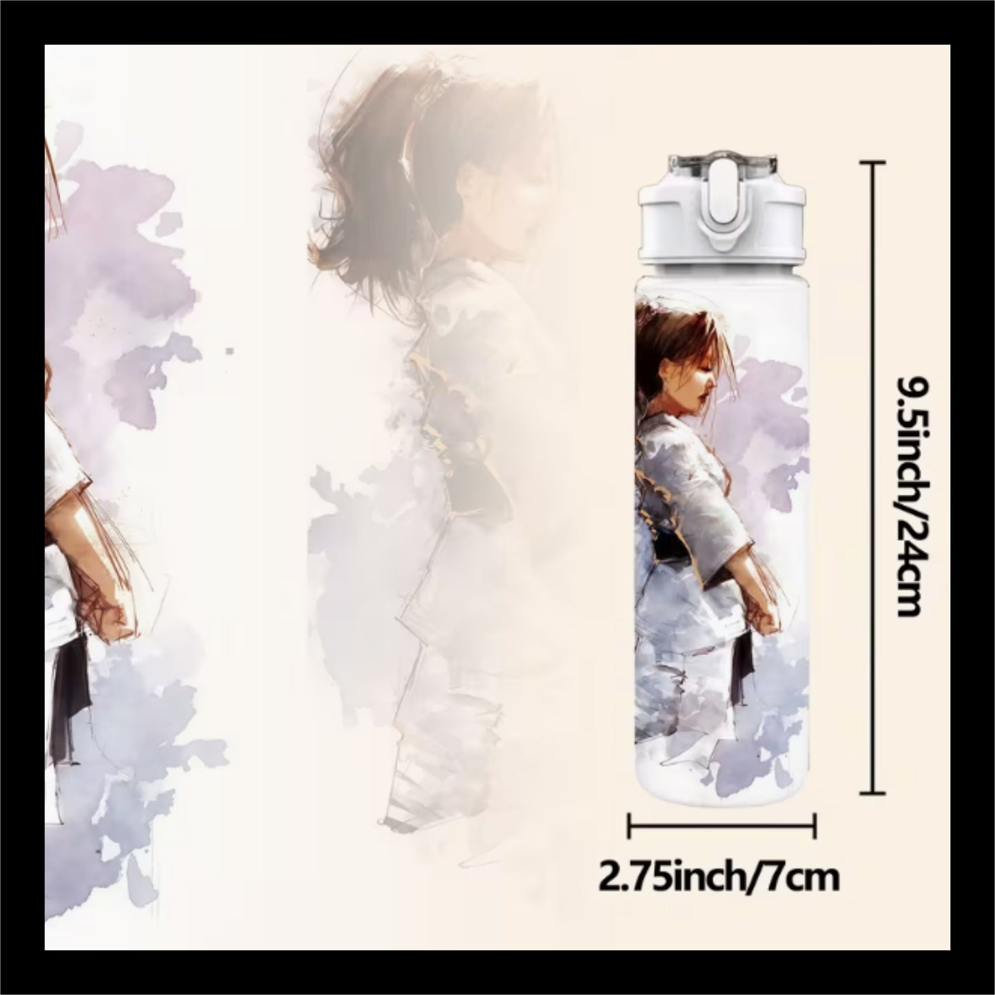 PLASTIC WATER BOTTLE KARATE LADY ME001 1pc