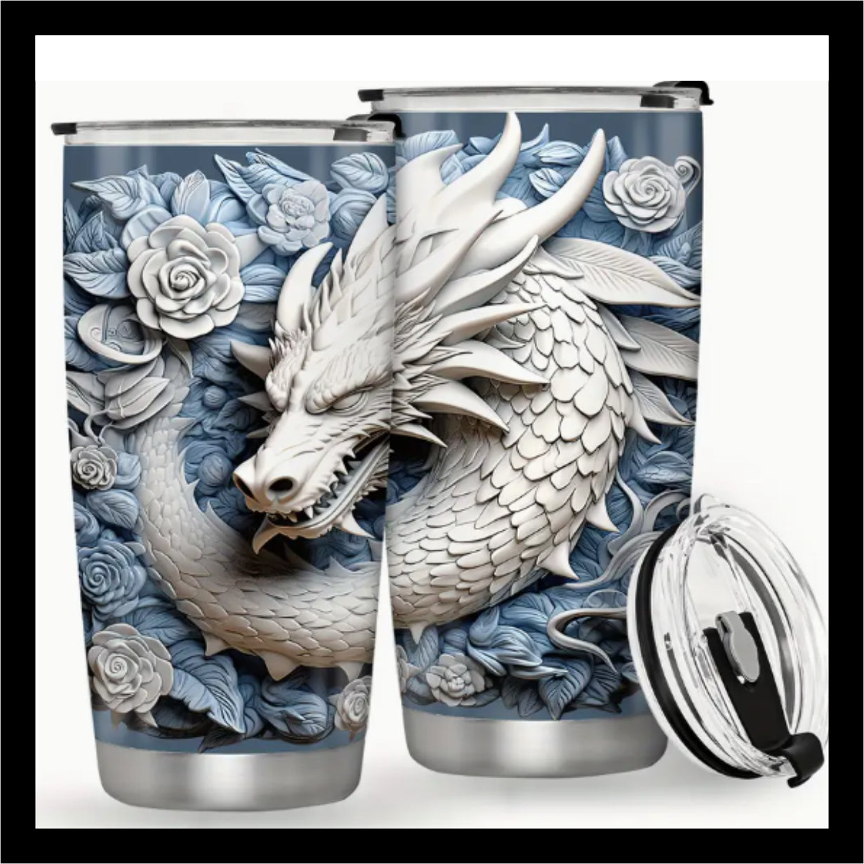 Stainless Steel Tumbler with Dragon Design