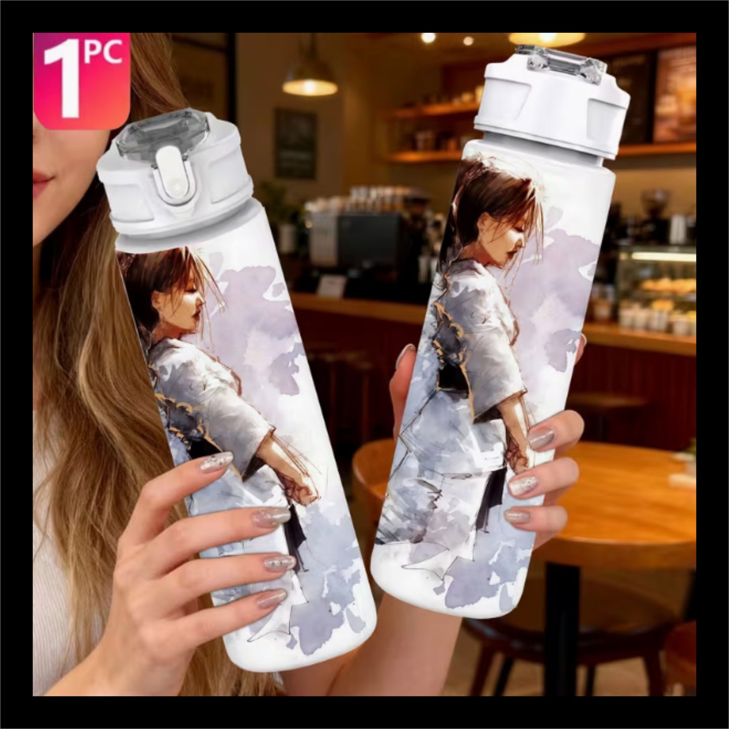 PLASTIC WATER BOTTLE KARATE LADY ME001 1pc