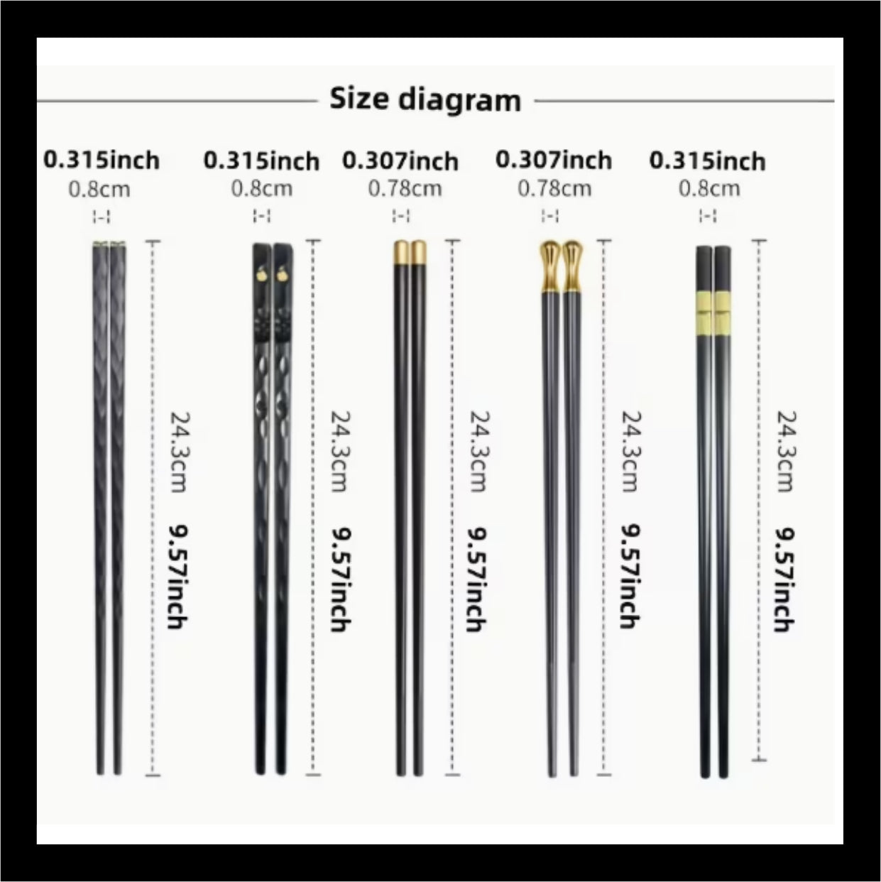 Chop Sticks - Black and Gold (5prs) ME023
