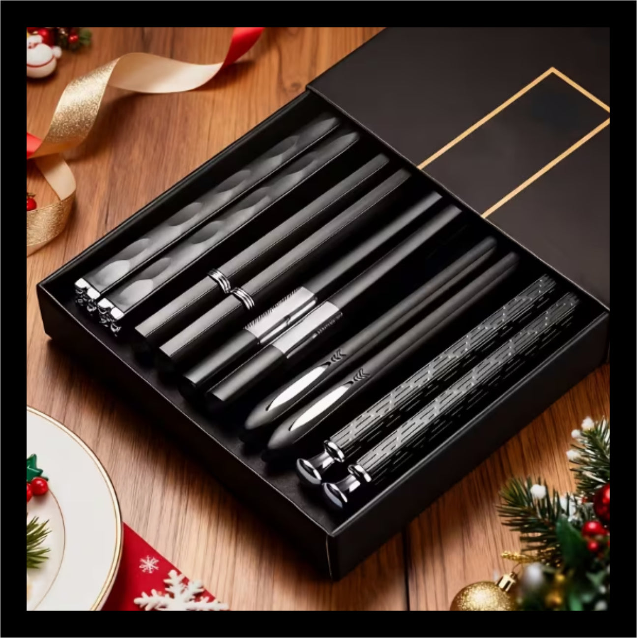 Chop Sticks - Black and Silver (5prs) ME024
