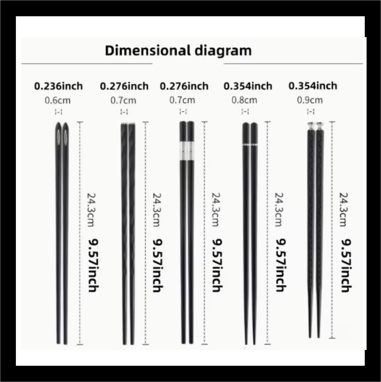 Chop Sticks - Black and Silver (5prs) ME024