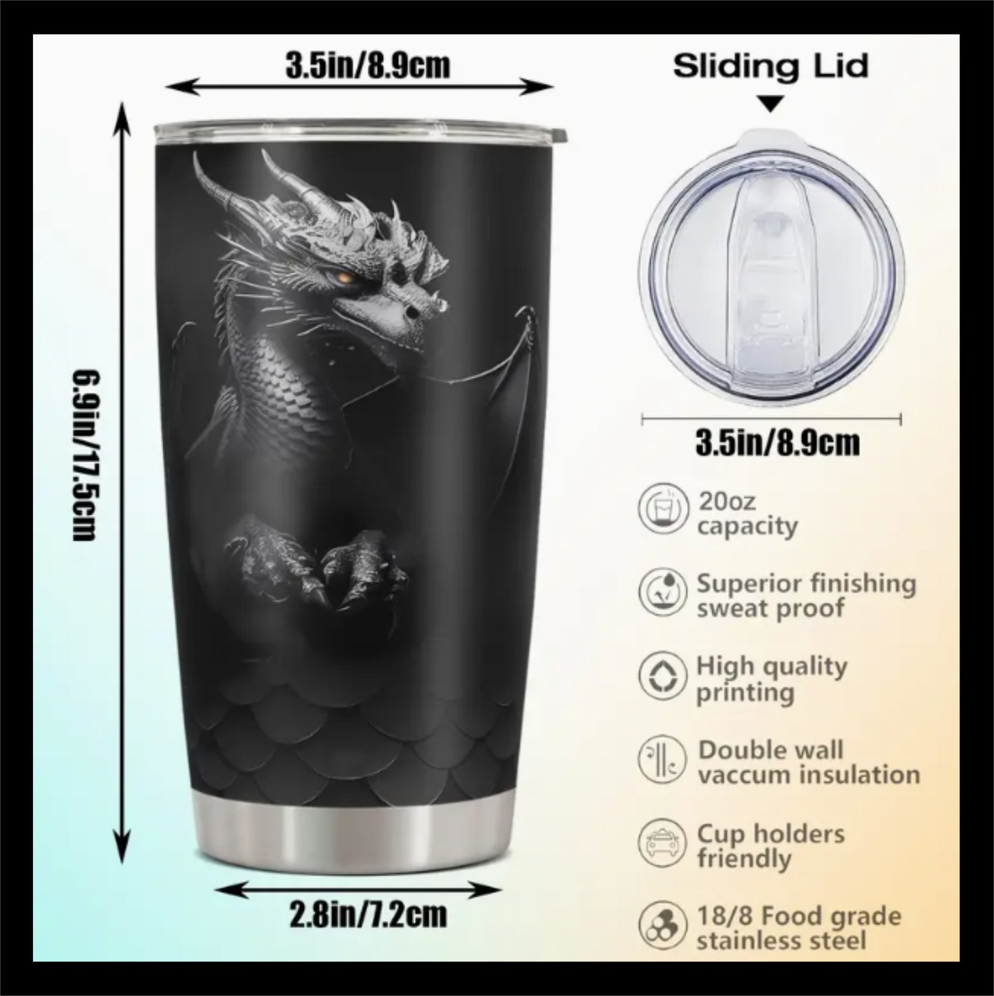 Stainless Steel Dragon Tumbler (1 unit)